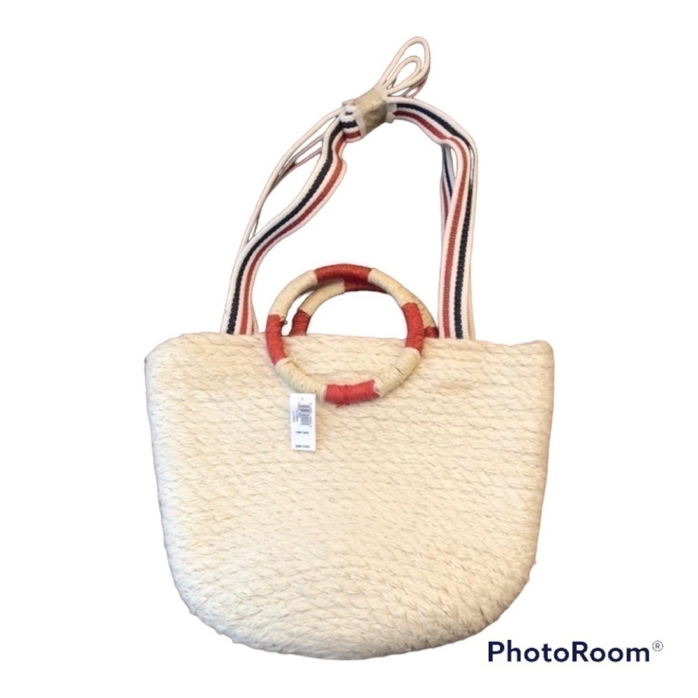 NWT GAP MINI WOVEN JUTE TOTE WITH CROSSBODY STRAP